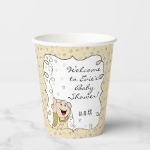 ベビーシャワー紙カップ"金ゴールドスターベビー" 8 oz.