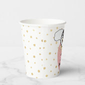 ベビーシャワー紙カップ"金ゴールド/ピンクペンギン" 8 oz. 紙コップ (右)