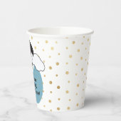 ベビーシャワー紙カップ"金ゴールド/ブルーペンギン" 8 oz. 紙コップ (左)