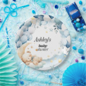 ベビーシャワー紙プレートブルーベアーバルーン ペーパープレート (パーティー)