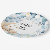 ベビーシャワー紙プレートブルーベアーバルーン ペーパープレート (アングル)