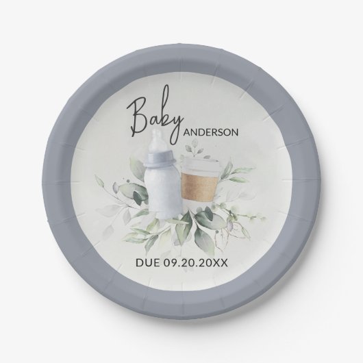 ベビーシャワー紙プレートベビーは醸造コーヒー ペーパープレート (正面)