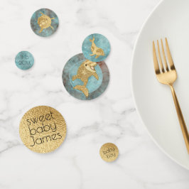 ベビーシャワー紙吹雪金ゴールドモンミーNベビードルフィンズ コンフェッティ