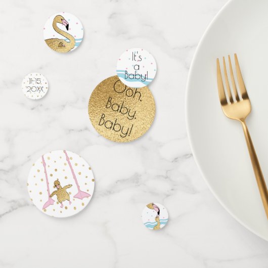 ベビーシャワー紙吹雪金ゴールドモンミーNベビーフラミンゴ コンフェッティ (グループ)