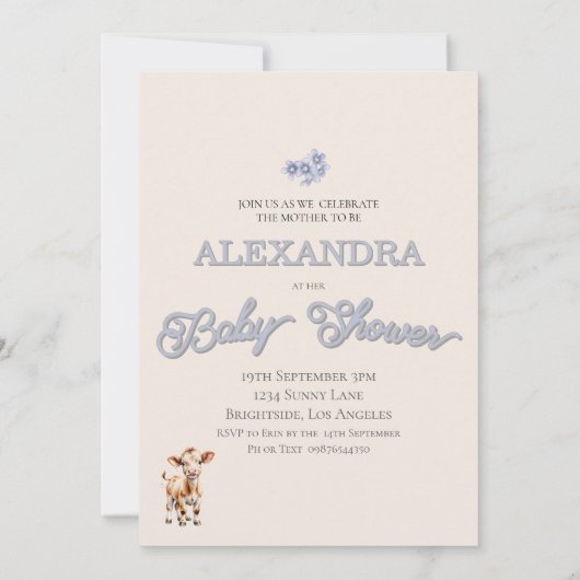 ベビーシャワー素朴ニューハートキュート招待状 招待状 (裏面)