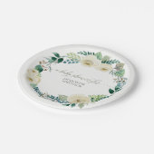ベビーシャワー素朴リースアラバスターアイボリーバラ ペーパープレート (アングル)