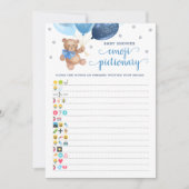 ベビーシャワー絵文字ピクショナリーゲーム テディベア カード (正面)