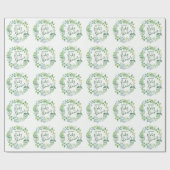 ベビーシャワー緑のリースパーソナライズされた名 ラッピングペーパー (フラット)