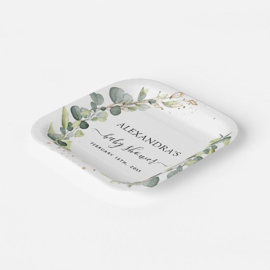 ベビーシャワー緑エレガントの水の色ボヘミア ペーパープレート (傾斜あり)