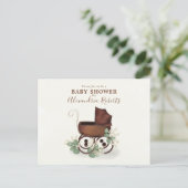 ベビーシャワー緑モダンの水の色ユーカリ ポストカード (スタンド正面)