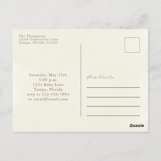 ベビーシャワー緑モダンの水の色ユーカリ ポストカード (裏面)