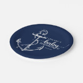 ベビーシャワー航海のいかりネイビーブルー ペーパープレート (アングル)