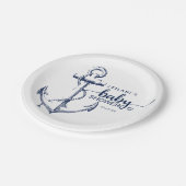 ベビーシャワー航海のいかりホワイト紙プレート ペーパープレート (アングル)