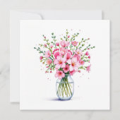 ベビーシャワー花束とベビー足 招待状 (正面)