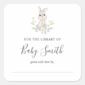 ベビーシャワー蔵書票ウッドランドラビットシール スクエアシール (正面)