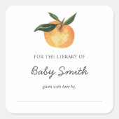 ベビーシャワー蔵書票オレンジシール スクエアシール (正面)