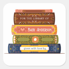 ベビーシャワー蔵書票シール スクエアシール