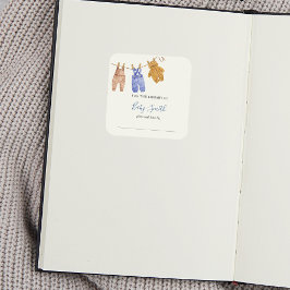 ベビーシャワー蔵書票ブルーボーイ スクエアシール