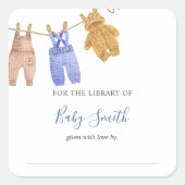 ベビーシャワー蔵書票ブルーボーイ スクエアシール (正面)