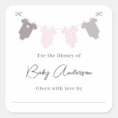 ベビーシャワー蔵書票ベビー物干し スクエアシール (正面)