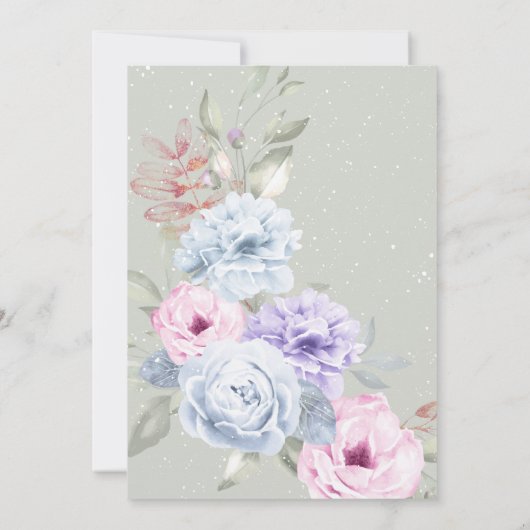 ベビーシャワー薄紫ブルーパンプキンピーニーフローラインビタ 招待状 (裏面)