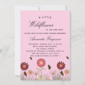 ベビーシャワー蝶ピンクのレトロ 招待状 (正面)