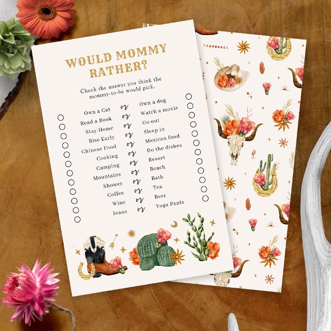 ベビーシャワー西ゲーム (Baby Shower Western Theme Game Card by Painted Paperie
)