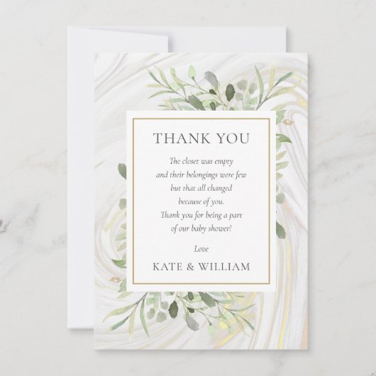 ベビーシャワー詩の春離れの緑 サンキューカード (正面)