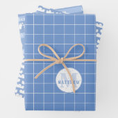 ベビーシャワー誕生パーソナライズされたの日付とモノグラム ラッピングペーパーシート (インサイチュ)