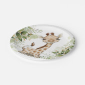 ベビーシャワー誕生日かわいいキリン緑 ペーパープレート (アングル)