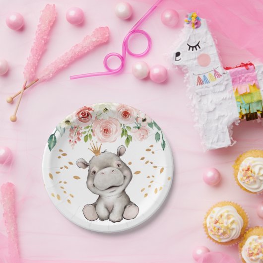 ベビーシャワー誕生日かわいいヒッポ紙プレート ペーパープレート (パーティー)
