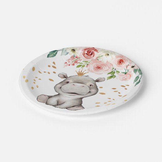 ベビーシャワー誕生日かわいいヒッポ紙プレート ペーパープレート (アングル)