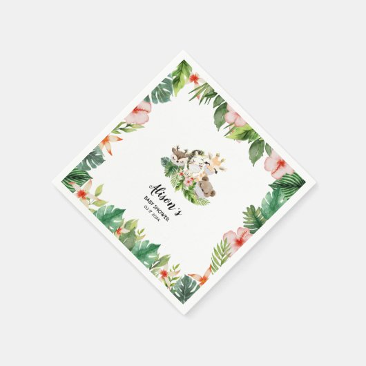 ベビーシャワー誕生日ナプキンス | Safariの友だち スタンダードカクテルナプキン (角)