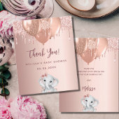 ベビーシャワー象ガールバジェットサンキューカード