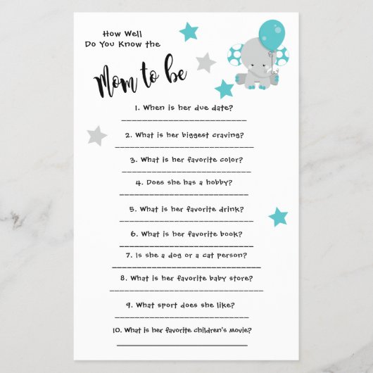 ベビーシャワー象皮君はカードをどれだけ知っているか チラシ (正面)