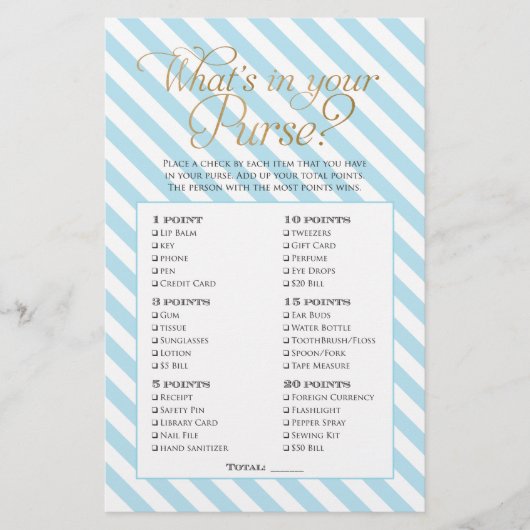 ベビーシャワー財布ゲーム チラシ (正面)