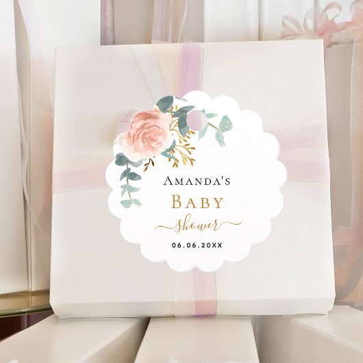 ベビーシャワー赤面バラフローラユーカリ感謝していユー フェイバータグ