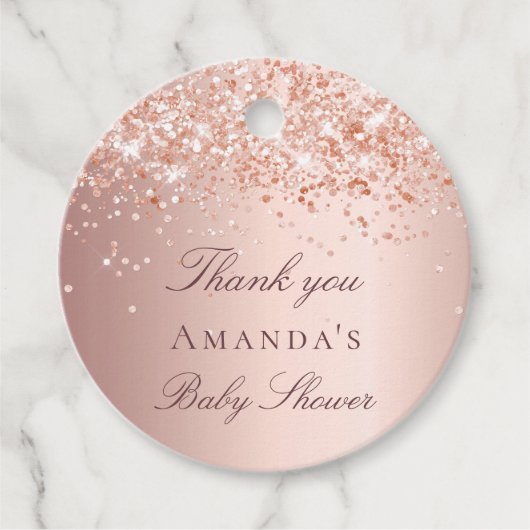 ベビーシャワー赤面バラ金ゴールド感謝していユー フェイバータグ (正面)