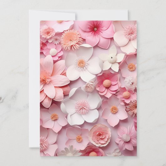 ベビーシャワー赤面ピンクの花ガール 招待状 (裏面)