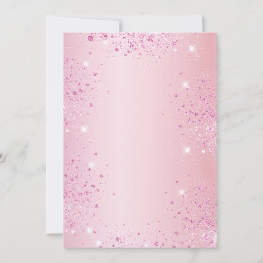 ベビーシャワー赤面ピンクグリッターダストバルーン女の子 招待状 (裏面)