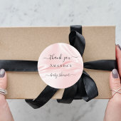 ベビーシャワー赤面ピンクシルクサテン感謝してい名前 ラウンドシール