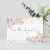 ベビーシャワー赤面ピンクフローラ サンキューカード (スタンド正面)