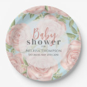 ベビーシャワー赤面ピンクフローラ ペーパープレート (正面)