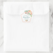 ベビーシャワー赤面ホワイト花模様バラ金ゴールド地域 スクエアシール (バッグ)