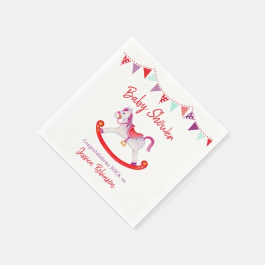 ベビーシャワー趣味の馬の水の色のカスタム スタンダードカクテルナプキン (角)