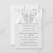 ベビーシャワー足ガールシルバーゲイ王室のボーイ 招待状 (正面)