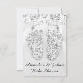 ベビーシャワー足ガールシルバーゲイ王室のボーイ 招待状 (裏面)