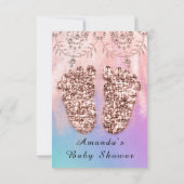 ベビーシャワー足ガールボーイ王室のバラグリッタースキン 招待状 (裏面)