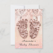 ベビーシャワー足ガールボーイ王室のバラグリッターレース 招待状 (裏面)