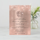 ベビーシャワー足グリッターバラグリッターボーイガール 招待状 (スタンド正面)